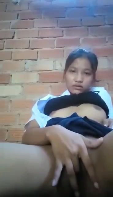 Asian Schoolgirl fingers pussy at school